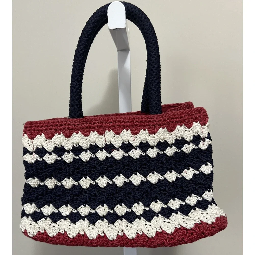 The‎ SAK Purse Red White and Blue Crochet Handbag Patriotic Snap Small Purse